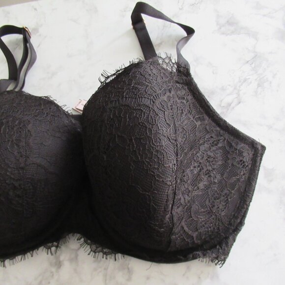 Victorias Secret Bra 36DDD Black Lace Dream Angels Lined Demi Underwire - Picture 3 of 7